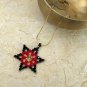 Handmade gold filled 14K chain & Red, Black ,Gold Star of David crystals pendant Necklace