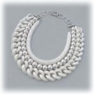Handmade White multi strand Plastic & Pearls necklace