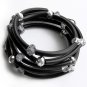 Handmade Black silicone, silver crystals / long & short necklace / wraps bracelet