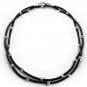 Handmade Black silicone, silver crystals / long & short necklace / wraps bracelet