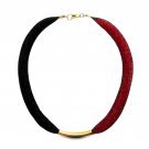 Handmade Red, Black & 24k Gold plated tube necklace Handmade Red, Black & 24k Gold plated tube necklace