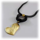 24k gold/925 silver plated heart pendant & black mesh tube Handmade necklace