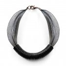 Handmade mesh tube necklace & Black plastic rings necklace