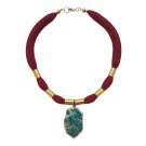 Handmade Burgundy, Gold tube Jasper, Gemstone Pendant Necklace