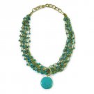 Handmade knitted turquoise green & turquoise stone necklace Handmade knitted turquoise green & turquoise stone necklace