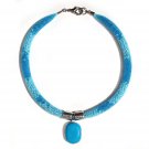 Handmade shades of blue statement necklace