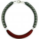 Handmade Burgundy Red & Pearls necklace