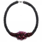 Handmade Purple, Eggplant, Brown, Burgundy beads necklace