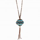 Handmade Azure beads round pendant necklace