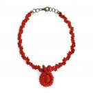 Handmade Red coral stone Spiral beaded necklace