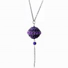 Handmade colorful ball pendant in shades of purple and silver chain necklace Handmade colorful ball pendant in shades of purple and silver chain necklace
