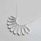 925 silver chain & fan shaped drops 925 silver plated pendant necklace