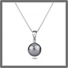 Huge 12mm Genuine Tahitian Cultured Pearl Pendant with 18" 14K Solid White Gold Chain comes with COA