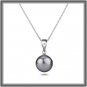 Huge 12mm Genuine Tahitian Cultured Pearl Pendant with 18" 14K Solid White Gold Chain comes with COA
