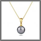 Huge 12mm Genuine Tahitian Cultured Pearl Pendant with 18" 14K Solid White Gold Chain comes with COA