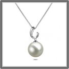 White 10.5mm AAAA  Freshwater Cultured Pearl Pendant W/ 18" 14K Solid  Gold Chain comes with COA