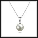 White 10.5mm Genuine Freshwater Cultured Pearl Pendant W/ 18" 14K Solid  Gold Chain comes with COA