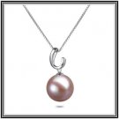 Lavender 11mm Genuine Freshwater Cultured Pearl Pendant W/ 18" 14K Solid Gold Chain, comes with COA