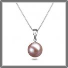 Lavender 11mm AAAA  Freshwater Cultured Pearl Pendant with 18" 14K Solid Gold Chain, comes W/ COA