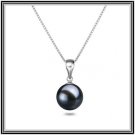 Raven Blue 11.5mm Freshwater Cultured Pearl Pendant W/ 18" 14K Solid White Gold Chain comes with COA