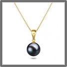 Raven Blue 11.5mm Freshwater Cultured Pearl Pendant W/ 18" 14K Solid Yellow Gold Chain comes W/ COA