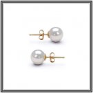 White 9mm Japanese Freshwater AAAA Cultured Pearl Earrings W/ 14K Solid Yellow or White Gold Studs
