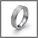 Stone Finish 6mm Flat Cobalt Alloy Wedding Band with Two Thin Groove Comfort Fit - Size 6 to 12
