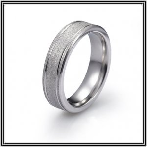 Stone Finish 6mm Flat Cobalt Alloy Wedding Band with Two Thin Groove Comfort Fit - Size 6 to 12