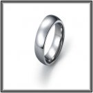 Classic Domed 6mm Tungsten Carbide Wedding Band Polished Finish Comfort Fit - Size 6 to 12