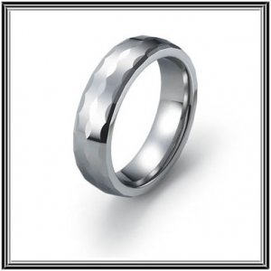 Three Wave shaped faceted 6mm Tungsten Carbide Wedding Band Polished Finish Comfort Fit - SZ 6 to 12