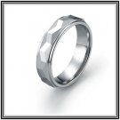 Faceted with ridged edges 6mm Tungsten Carbide Wedding Band Polished Finish Comfort Fit - SZ 6 to 12