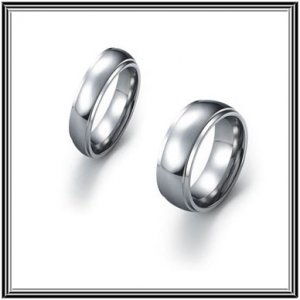 His/Her Matching Tungsten Carbide Wedding Band Polish Finish Step-Down Edges Comfort Fit SZ 6 to 12