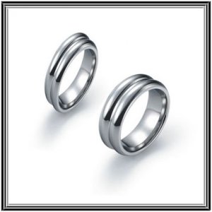 His/Her Matching Dual dome Tungsten Carbide Wedding Band Polished Finish Comfort Fit - Size 6 to 12