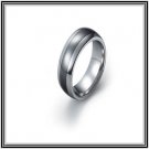 Domed 6mm Tungsten Carbide Wedding Band with Center Black Ceramic Inlay, Polished Finish SZ 6 to 12