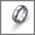 Domed 8mm Tungsten Carbide Wedding Band with 2 Thin Black Ceramic Inlay, Polished Finish SZ 6 to 12