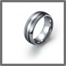 Domed 8mm Men's Tungsten Carbide Wedding Band with Black Ceramic Inlays, Polished Finish SZ 9 to 12