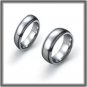 His/Her Matching Domed Tungsten Carbide Wedding Band 2 Thin Black Ceramic Inlay, Polished Finish