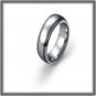 His/Her Matching Domed Tungsten Carbide Wedding Band 2 Thin Black Ceramic Inlay, Polished Finish