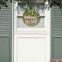 Interchangeable Seasonal Welcome Sign Front Door Decoration, Rustic Round Wood Wreaths Wall Han