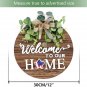 Interchangeable Seasonal Welcome Sign Front Door Decoration, Rustic Round Wood Wreaths Wall Han