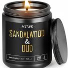 2X Scented Candles for Men - Sandalwood & Oud Candles for Home Scented, Masculine Black Can