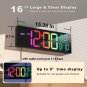 JALL 16" Large Digital Wall Clock with Remote Control, Dual Alarm with Big LED Screen Dispaly,