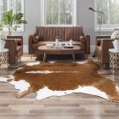 Premium Faux Cowhide Rug 4.6 x 5.2 Feet, Sturdy and Large Size Cow Print Rugs, Suitable