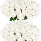 60 Pcs Artificial Roses Bulk Velvet Silk White Roses White Roses for Wedding Centerpieces Brida