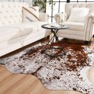 Easycozy Faux Cowhide Rug Large Cow Print Rug 4.6 x 5.2 Feet Thickened Elastic Cowhide Rug for