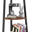 Corner Shelf, 5-Tier Corner Bookshelf with Metal Frame, Ladder Corner Shelves Display S