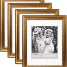 11x14 Gold Picture Frame with Mat for 8x10 Set of 4, 1.4" Wide Molding & Rustic Golden Pi