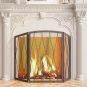 Childproof Fireplace Screen 3- Panel Modern Handcrafted Wrought Iron Foldable Metal Mes