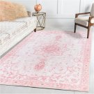 Area Rug 5x7 - Vintage Honeycomb Non Slip Bedroom Rug Pink Rug Soft Faux Wool Carpet Foldable &