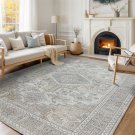 Machine Washable Rugs 8x10 Area Rugs for Living Room,Ultra Soft Low Pile Retro Rugs for Bedroom